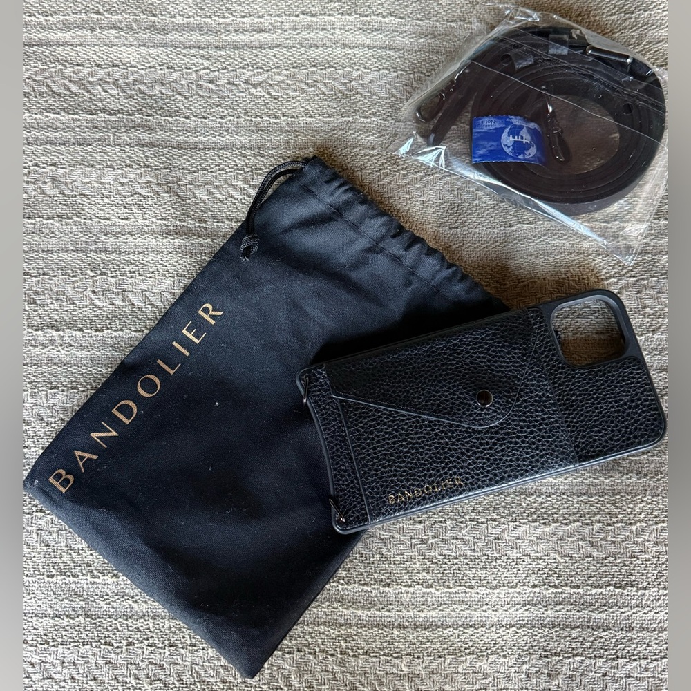 Bandolier Black Textured Phone Case with Strap - iPhone 11 ProMax